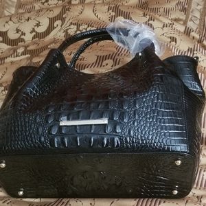 NWTBrahmin black Melbourne leather satchel handbag